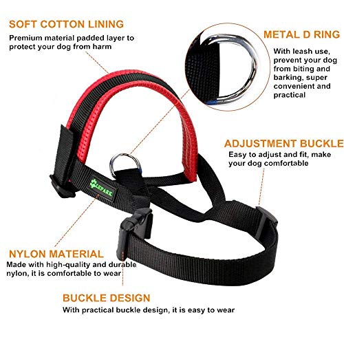 Nylon Dog Muzzle for Small,Medium,Large Dogs Prevent from Biting,Barking and Chewing,Adjustable Loop(S/Red)