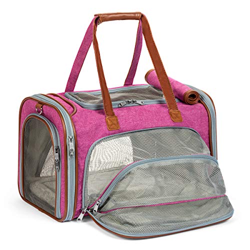 Mr. Peanut's Expandable Airline Approved Soft Sided Pet Carrier, Low Profile Gold Series Tote, Premium Brand Self Locking Zippers, Plush Faux Fleece Bedding with a Sturdy Plywood Base