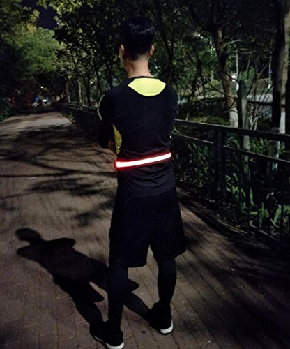 Samdo USB Rechargeable Running Band - 2 in 1 Security LED Band Reflective Belt - Adjustable High Visibility Belt for jogger, Runner, Cyclist (Red) - Thumbnail 6