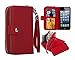 Hynice iPhone 5/5S/SE Wallet Case, iPhone 5/5S/SE Wallet Purse Case Leather Zipper Case with Credit Card Slots and Magnetic Detachable Slim Cover for iPhone 5/5S/SE (Litchi-red)