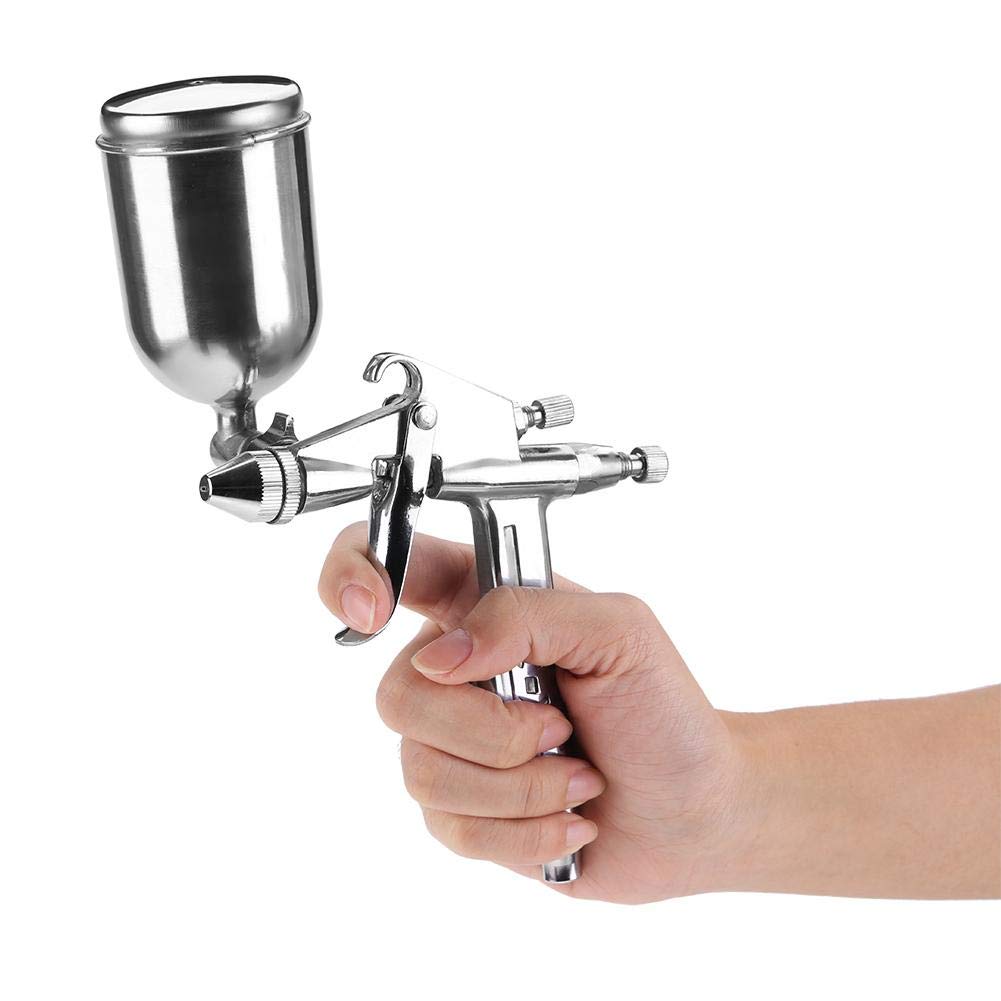 Spray Gun,K-3 Aluminum Professional 0.5mm Nozzle 125ml Mini Pneumatic Spray Gun For Car Painting Repair, Silver - Image 4