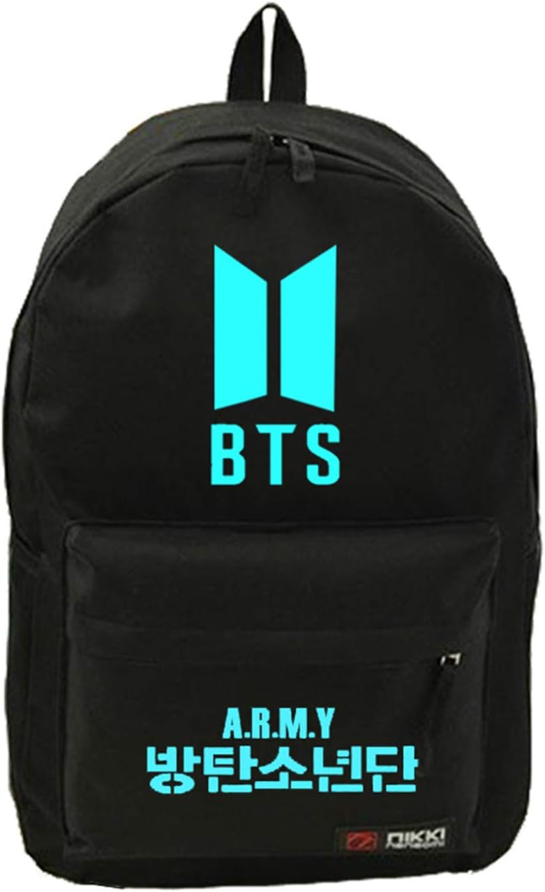 SERAPHY Unisex Music Group Backpacks Kpop Canvas Night Luminous Schoolbag Casual Daypacks for A.R.M.Y. CS-Army-Black