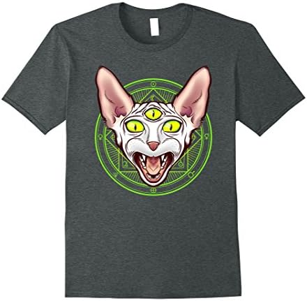 Mens 3-eyed Planetary Sphynx Cat Breed Shirt Astronomy Astrology Large Dark Heather