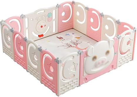 Amazon Co Jp ベビーサークル 折りたたみ式の子供の遊び場 赤ちゃんの屋内小さな遊び場 幼児の這う 落下防止フェンス Color Pink Size 160 0cm ホーム キッチン