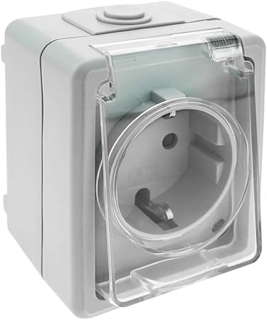 BeMatik - Base de Superficie estanca IP54 16A 250V con schuko: Amazon.es: Electrónica