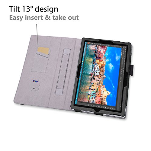 Surface Pro 4 Case - Exact [PRO Series] - [Professional][Drop Protection] Slim-Fit PU Leather Folio Case for Microsoft Surface Pro 4 Tablet Black - Thumbnail 6