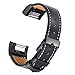 bayite Leather Band for Fitbit Charge 2, Black with line, 5.5