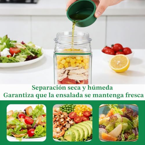 Side Open Salad with Anti-Leak Compartment for Dressings - Portable Meal Prep Containers Reusable Salad Bowl for Office, Gym, Picnic and Travel