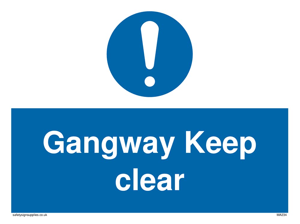 Pack of five - gangway keep clear Sign - 200x150mm - A5L