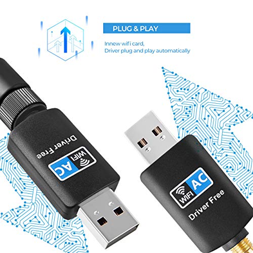 WiFi Adapter AC 600Mbps Wireless USB Adapter Driver Free 5.8GHz/2.4GHz Dual Band 600Mbps USB Adapter 2dBi External Antennas Supports Windows XP,Win Vista,Win 7,Win 8.1, Win 10,Mac OS X 10.6-10.13.3 - Thumbnail 4