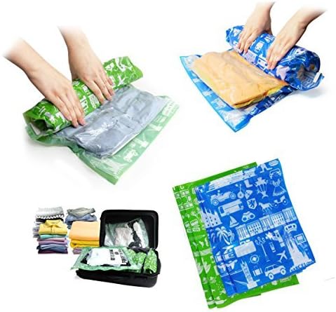 Travel Clever "Rolling Vacuum Space Saver Storage Bag" (4pcs Set of 2pcs (40x50cm) 2pcs (50x70cm))