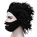 Kafeimali Men's Barbarian Knit Beard Hat Original Beanie Wind Mask Skull Cap (Black)