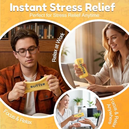 Mirenr 2 PCS Slow Rising Butter Squishy Toys, Soft Squeeze Stress Relief for Office and Home, Sensory Fidget for Anxiety Relief and Focus, Wet Slow Rebound Stress Relief Toy