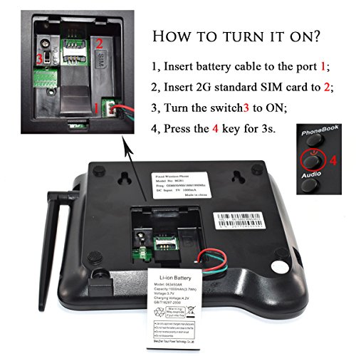 Desktop Wireless GSM Unlocked Telephone Full Size Cell Phone with SMS FM Radio Function Sourcingbay M281 Bright 2.4" LCD Screen with Caller ID Battery
