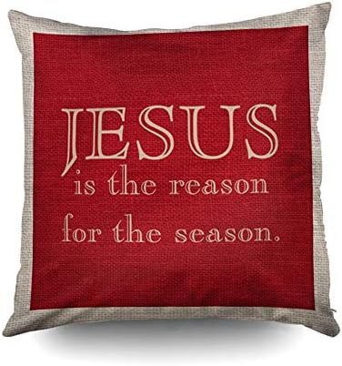 KIOAO Christmas Pillowcase Standard 18X18Inches Square for Cushion Home Decorative, Custom Decor Christian Jesus Pillow Covers Printed with Both Sides of Cotton