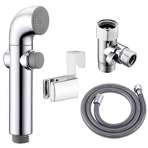 SonTiy Handheld Bidet Sprayer Shattaf Cloth Diaper Sprayer for Toilet Attachment with Adjustable Water Pressure Control Shut-off Brass T- Valve ABS Chrome
