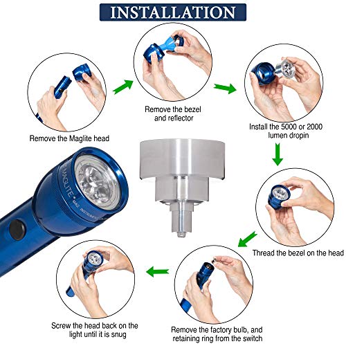 Lumencraft LED Conversion Kit for Maglite Flashlight 5000 Lumen for 6