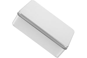 Toyvian Large Silver Rectangular Tinplate Snack Box with Lid, Metal Cake Storage Container for Cookies