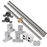 Industrial Combination,Ideaker 500mm Horizontal Optical Axis & 8mm Lead Screw Dual Rail Shaft Support Pillow Block Bearings & Flexible Shaft Coupling Set of 15