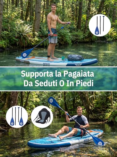 Niphean (Extra Large) Inflatable SUP Board for 2+1 People/Family, Stand Up Paddle Board with (Easy for Beginners) StabilTrac Fin, Waterproof Case, Inflatable SUP Adults, Gift Ideas