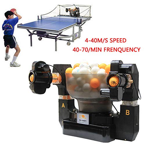 Dual Head Automatic Table Tennis Robot Ping Pong Ball Machine Ping Pong Robots Table Tennis Ball Machine for Training Exercise 36W 100V-240V 4-40 m/s (US Stock)