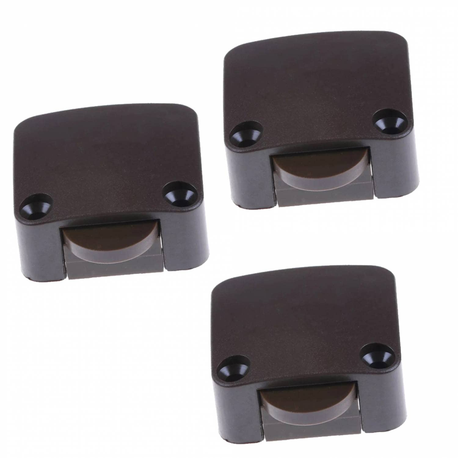 3 x Door Contact Switch, Cabinet Switch, Contact Switch, 2 A, 250 V, Chest Switch, Door Switch for Furniture Door, Button, Furniture Switch, Light Switch, Brown