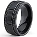 9MM Men's Black Titanium Wedding Band Ring with Double Row Black Cubic Zirconia, Comfort Fit