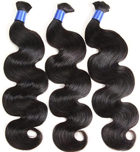 Gluna Hair 8A Grade Brazilian Body Wave Bulk Hair 3 Bundles Human Hair For Braiding Mink Brazilian Hair Crochet Braids Natural Color 100g/pc (20"20"20")