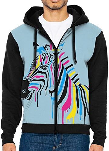 KARMM Men's Sweatshirt Hoodies Colored Zebra Art Zipper Closure Hoodie Hooded Sweater With Pockets