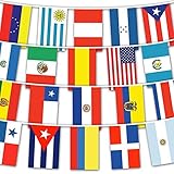 South / Central / Latin America / Spanish Speaking 22 Countries World String Flags include USA Flag (40ft)