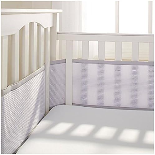 BreathableBaby Deluxe Breathable Mesh Crib Liner, White/Gray Great Gift