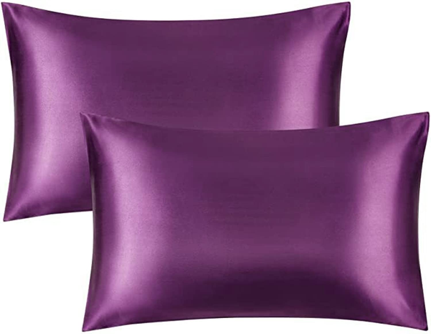 juwenin Satin silky PillowCases - 2 Packs Silky-soft, Anti-static Dust Mite Resistant (Purple)