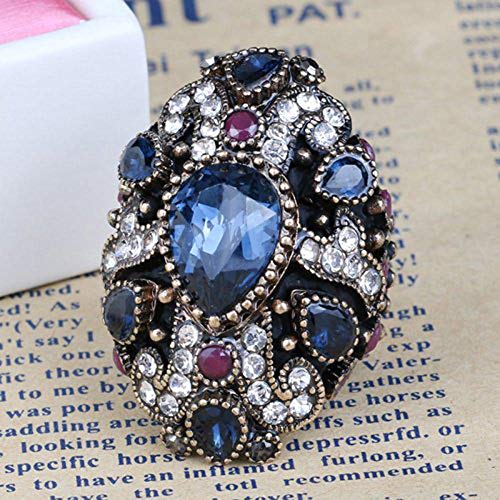 Anneaux de mariage vintage pour femme en cristal plaqué or antique - 10