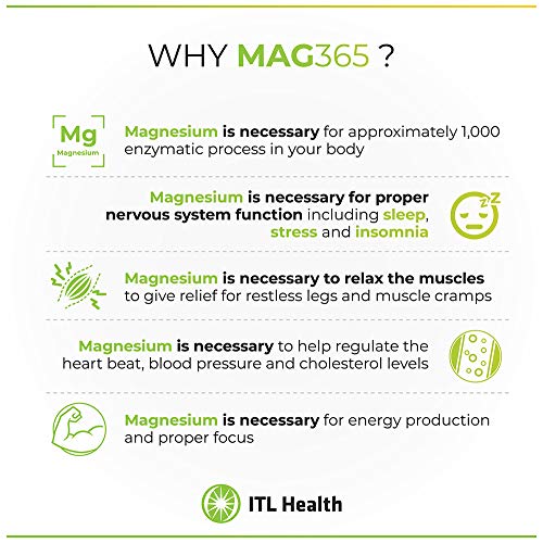 ITL Health Mag365 Natural Vegan Exotic Lemon Flavor Magnesium Powder