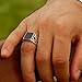chimoda Sterling Silver Rings for Men - Cuban Link Mens Sterling Silver Ring with Black Onyx Stone, Anillos Para Hombre (9)