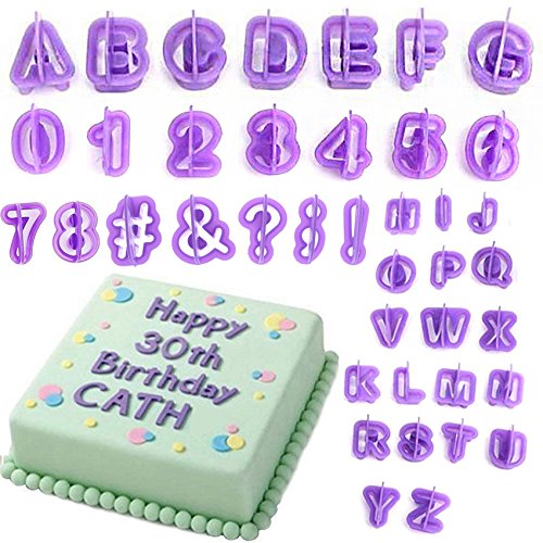 40-Piece Alphabet & Number Fondant Cutter Set - Cake Decorating Letters, Purple Plastic 2 thumbnail image