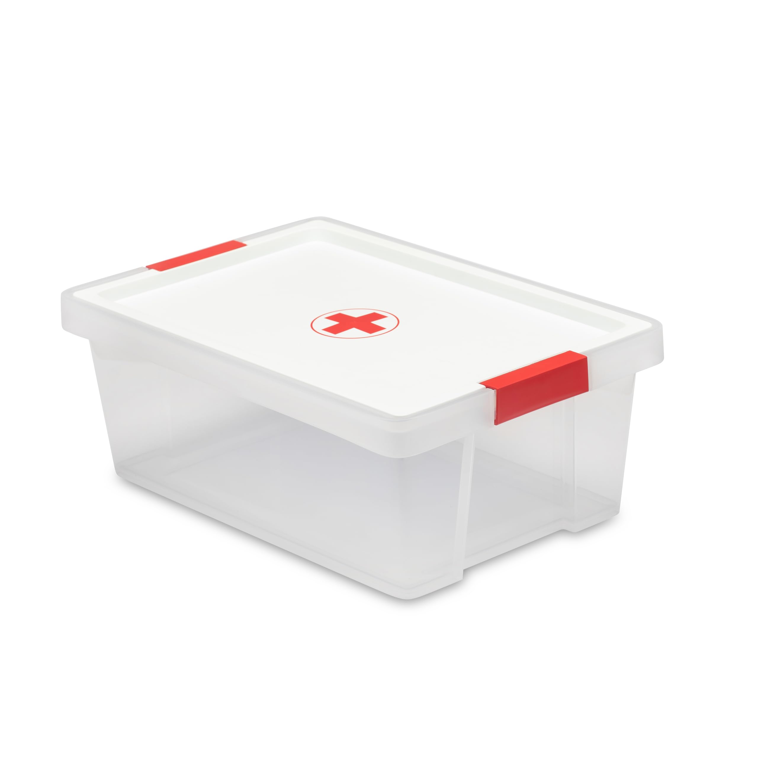 TATAY First Aid Box 7L | Plastic Storage Box with Lid | Lid with Hinges Included | Ergonomic Handles | Recycled BPA-Free Plastic | 25x36x13.5 cm, White
