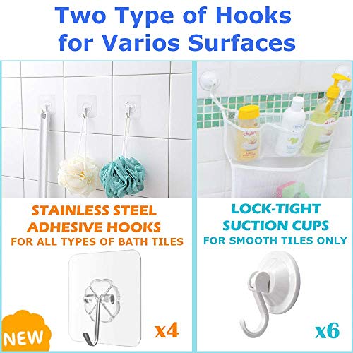 Comfylife Baby Bath Toy Organizer - Shark (2 Bath Toy Storage Nets, 10 Toy Numbers & 10 Strong Hooks) - Great Bath Net for Kids - Cute Bathtub Toy Organizer and Bath/Shower Caddy Storage Solution