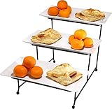 Virtual Elements White 3 Tier Rectangular Serving Tray, Food Server Platter Rack
