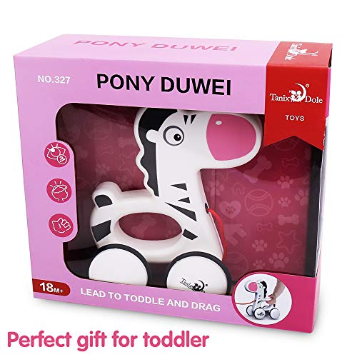 image for Flantor Pull Along Zebra Toy for Toddler Baby , Push and Pull Toys for