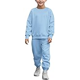 Haloumoning Boys Tracksuits 2 Piece Set Kids Crewneck Sweatshirts and Jogger Sweatpants with Pockets 5-14 Years