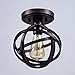 [Upgraded] Dazhuan Antique 1-Light Metal Globe Chandelier with Cage Flush Mount Ceiling Lamp Light Fixture