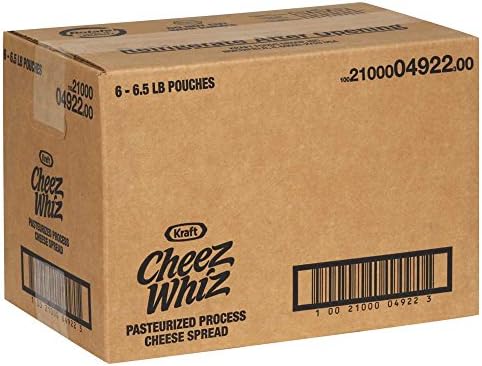 Cheez Whiz Pasteurized Process Cheese Spread, 6.5 Pound - 6 per case.