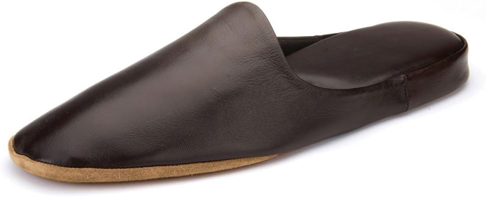 Samuel Windsor Men's Churchill Handmade Nappa Leather Mule Slippers in Brown and Black.