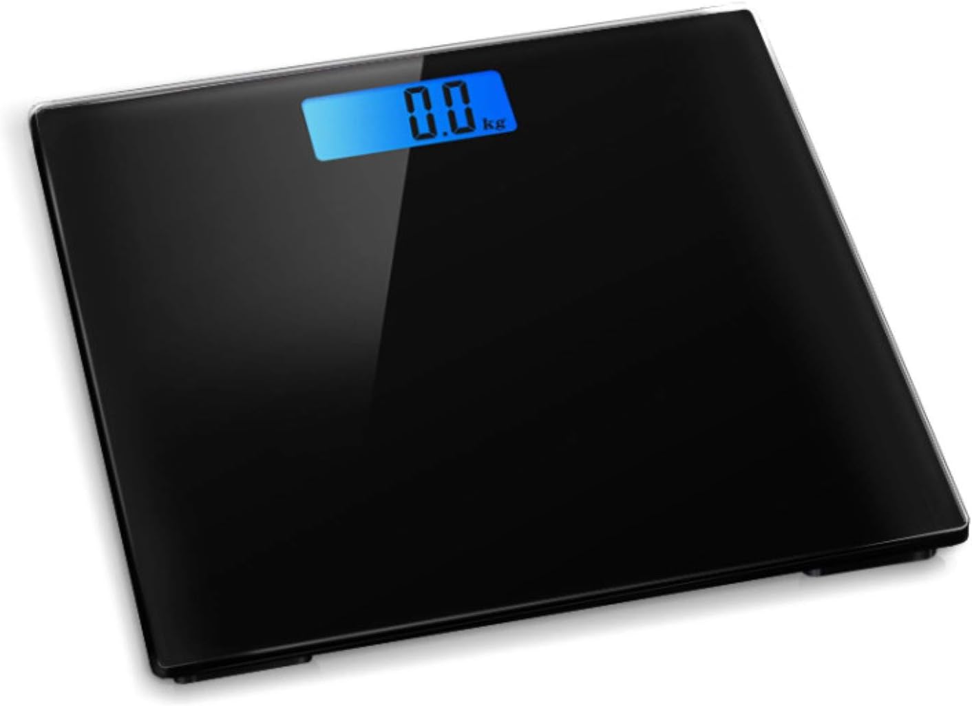 HomeFashion HFitness 28x28cm 180KG Digital Bathroom Scale Weighing Scales For Body Weight Backlit Display Weight Management Black