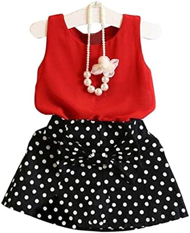 1-6 Years Old Girls Vest Pleated Dress Daoroka Summer Two Pieces Set Clothes Children Skirt Suit