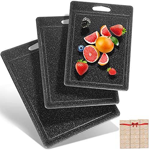51D0Y5YdEZS Difuli Schneidebrett Set 3-Teilig Granitoptik, 100% Rutschfeste Aufkleber Und Saftkanal, Bpa-Free, Mit Griff Schneidebretter Kunststoff Antibakteriell, Küchenzubehör, Küchen Gadgets, Küchenhelfer
