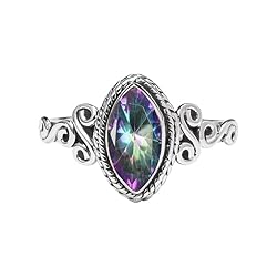 Mystic Topaz Ring 925 Sterling Silver Statement