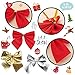 BigOtters 36 PCS Gold Silver Red Tree Bows Mini Christmas Ribbon Bows for Christmas Tree Presents Decorations Charms Ornaments