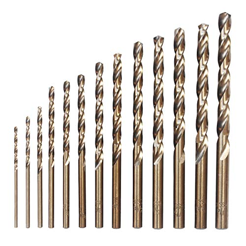 Migiwata 1/16" - 1/4" 13 Piece M35 Cobalt Steel Jobber Twist Drill Bits Set,135° Pilot Split Point, Metal Index Case, Extremely Heat Resistant, to Cut Through Stainless Steel and Cast Iron
